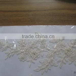 Hot Sale Beautiful Flower Embroidered Lace for Bridal Dress/custom Design Sequin Beaded Lace Applique thumbnail-1