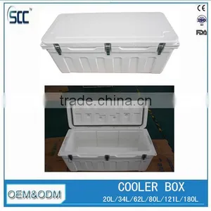 Rotomolding Insulated Plastic Fish Ice Cooler Box, Ice Cooler Box With Rope Each Side thumbnail-1