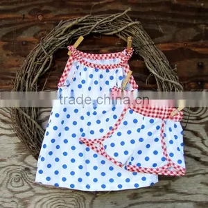(CS832#white)girl Summer Outfit 2pc Short Sets With Polka Dot Printing Woven Short Sets thumbnail-1