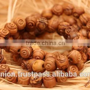 Olive Wood Carved Round Beads thumbnail-1