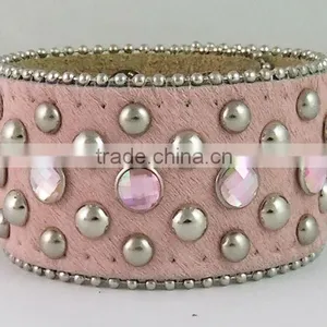 Western Rhinestone Leather Cuff Bracelet thumbnail-1