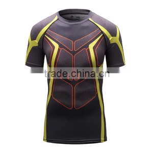 2016 New Design Online Wholesale Shop Gym Fintess Sport Printing T Shirts Fast Drying Fitness GYM Base Layer Tops thumbnail-6