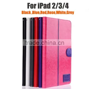 Wholesale Colored Leather Case For IPad 2 3 4 Flip Cover TPU Protective Book Case thumbnail-1