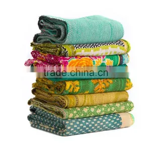 Kantha Quilt Wholesale Gudari Ralli Handmade Kantha Quilt Throw Reversible Quilt Recycled Sari Quilt Patchwork Quilt Blanket thumbnail-2