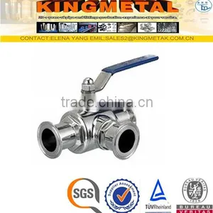 SS304/316 Stainless Steel Sanitary 3 Way Ball Valve 4 Inch thumbnail-3