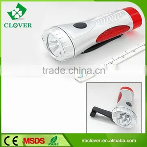 Brightness 4 LED Rechargeable Hand Crank Torch Light With Warning Light thumbnail-4