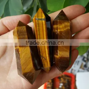 Tiger Eye Stone Crystal Healing Wand Vogel Crystal Double Points thumbnail-1