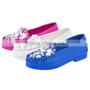 Flat Shoes With Round Soft Leather Low Shoes Women Diamond Peas Shoes thumbnail-1