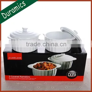 White Porcelain Ramekins With Lid thumbnail-3