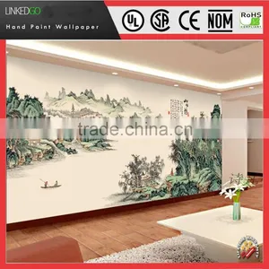 Luxury Hotel Silk Decoration Wallpaper Install Hotel Interior Hall thumbnail-5