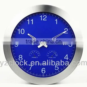 Brushed Aluminum Wall Clock With Temperature And Humidity thumbnail-3