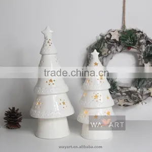 Electric Lighted Ceramic Christmas Tree With Star Carving thumbnail-1