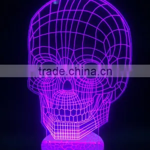 USB Skull Colorful Night Light / 3D LED Lamp Light / 3d Led Skull Lamp thumbnail-3