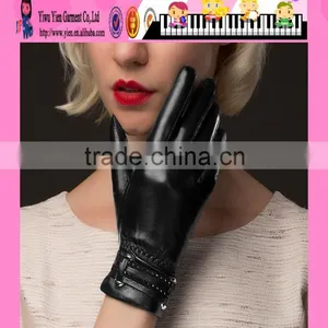Fashionable Leather Gloves For Women Classic Black Leather Gloves For Women thumbnail-1
