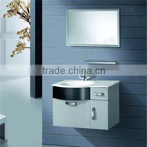 High Quality Solid Wood Bathroom Cabinet, Glass Wash Basin, PVC Bathroom Vanity thumbnail-1