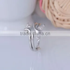 Vintage 925 Silver Double Butterflies Twins for Women Open Ended Ring thumbnail-3