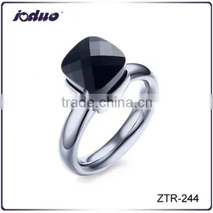 Wholesale Lady Colors Glass Stainless Steel Ring thumbnail-1