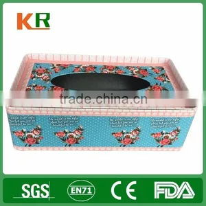 Colorful Printing Flower Tin Tissue Box Tin Storage Box thumbnail-1
