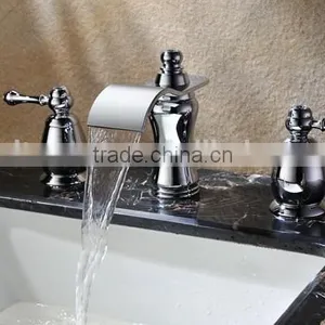 3 Hole Axe Shape Waterfall Faucet , Bathtub 3 Hole Faucet Faucet With Shower thumbnail-2