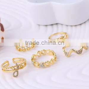 New Design Gold Finger Ring With Diamond Promotional Shinny Silver Rings Knuckles thumbnail-6