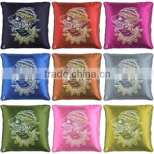 Pillow Case Cushion Covers Silk Art Fabric Painting Ramayan HANUMAN Chalisa thumbnail-3