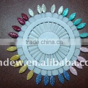 55mm Assorted Colors Leaf Shape Pearl Plastic Head Pin thumbnail-1