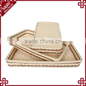 Environmently Supermarket Plastic Synthetic Rattan Fruit Display Tray thumbnail-3