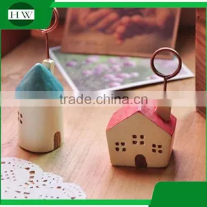Cheap Mini Resin Cartoon Antique Tower Clock Photo Name Business Card Holder thumbnail-5