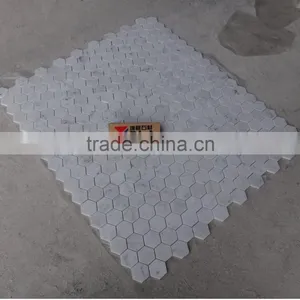 Bianco Carrara White Marble Mosaic Tile 12x12 Small Hexagon Competitive Price thumbnail-3