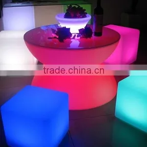 LED Remote Halfmoon Table/ Hot Sell LED Rechargeable Halfmoon Coffee Table/LED Outdoor Lawn Halfmoon Cocktail Table thumbnail-4