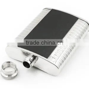 4 OZ Flagon With Black Twill Leather Hip Flask thumbnail-3