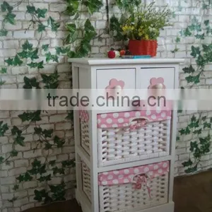 Bedside Cabinet Europe Style White Laundry Cabinet With Pink Drawers Cute Wooden White Wicker Cabinet thumbnail-1