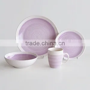 16pcs Coupe Dinnerware Set, Stoneware With Handpainting thumbnail-3