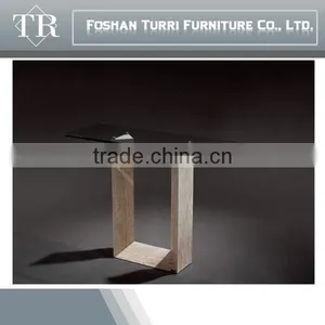 Modern Nature White Marble Travertine Console Table With Glass Top thumbnail-3