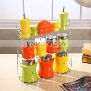 Kitchenware Ceramic Canister Set With Stainless Metal Stand thumbnail-3