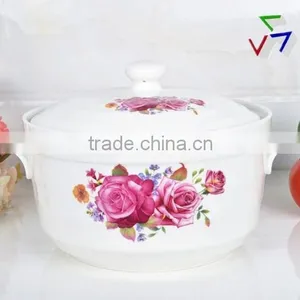 8" Microwave Ceramic Pot With Porcelain Lid thumbnail-2