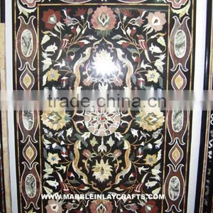 Black Marble Stone Inlay Table Top thumbnail-1
