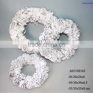 Pine Cone Christmas Wreath With Snow thumbnail-1