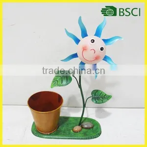Cheap Beautiful Outdoor Garden Metal Colorful Flower Windmill Flower Pot thumbnail-1