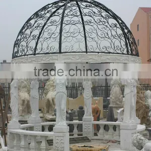 Outdoor Garden Decoration Lady Stone Carving Marble Gazebo With Column thumbnail-3