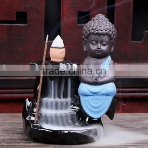 Creative The Little Monk Censer Backflow Incense Burner For Home Decor thumbnail-2