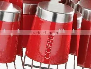 Stainless Steel Lip Set 3 Pcs Tea Coffee Sugar Canisters thumbnail-2