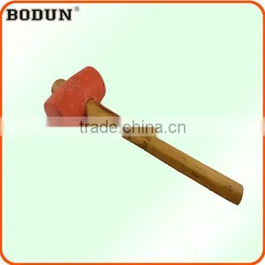 H3026 Orange Rubber Mallet Hammer With Wood Handle thumbnail-1