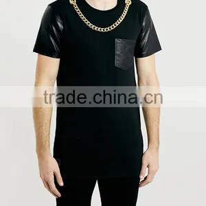 Latest Hip Hop Extra Long Leather Sleeve Tshirt Wholesale thumbnail-5