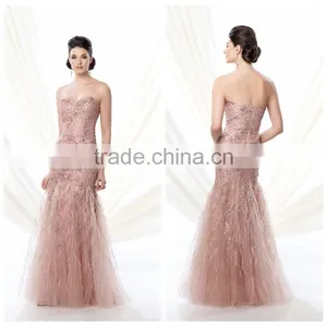 Pink Sleeveless Beaded Evening Prom Dress Long Bling thumbnail-1