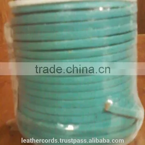 3mm Flat Leather Cord in Matt Finish Yellow Color thumbnail-1