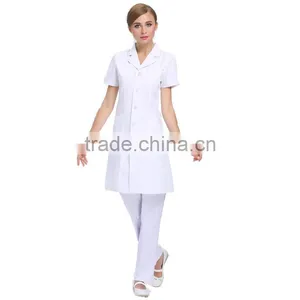 2016 Women Lab Coat Short Sleeve White Gown Nurse Uniform Medical Clothing for Women thumbnail-3