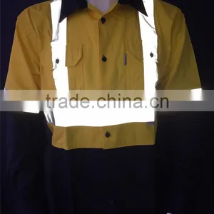 Hi Vis Yellow 3M Reflective Tape Safety Shirt With Contrast Color thumbnail-4