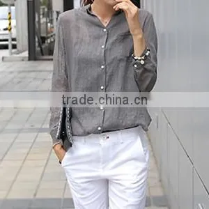 Small Pure and Fresh and Seven Big Yards of Cotton Fiber is Prevented Bask in Clothes Woman Slim Sleeve Linen Collar Shirt thumbnail-2
