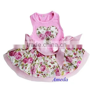 Valentine's Day Light Pink Rose Flower Heart Party Dress Small Pet Dog Clothes XS-L thumbnail-1